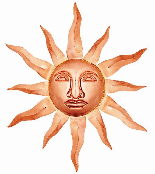 Copper sun wall hanging decoration - Sun with placid face